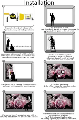 Miniatura 4 de Papel pintado grande de peonía rosa para dormitorio, sala de estar, decoración de pared de fondo para baño (no autoadhesivo)