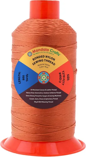 Miniatura 151 de Mandala Crafts - Hilo de nailon para coser cuero, tapicería, mezclilla y para trenzar el pelo; resistente, 1500 yardas, tamaño 69 T70 Marrón