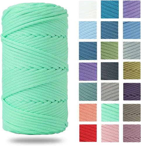 Miniatura 11 de Cordón de poliéster trenzado de 0.157 pulgadas, 160 yardas, hilo elástico para ganchillo, cuerda de poliéster para manualidades, bolsa de Beige