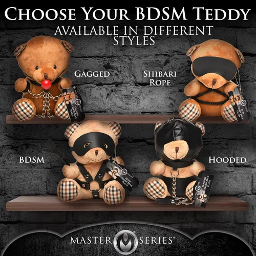 Miniatura 7 de Master Series Oso BDSM para hombres, mujeres y parejas. Suave oso de peluche con temática BDSM M. Regalo lindo y sexy. 1 pieza, beige y negro.