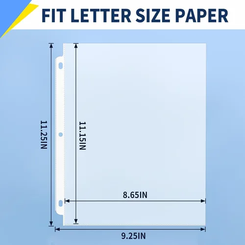 Miniatura 2 de SUNEE - Fundas protectoras de hojas de 200 unidades para carpeta de 3 anillas; protectores transparentes sin PVC de 21,5 x 27,9 cm, cubierta