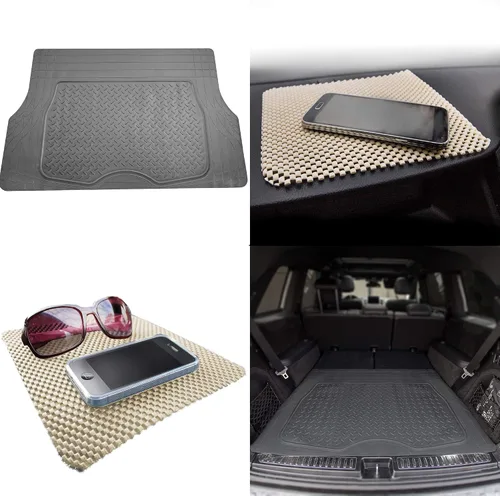 Miniatura 7 de TLH Juego de alfombrillas de carga beige recortables de primera calidad para maletero de automóvil, ajuste universal con almohadilla de tablero