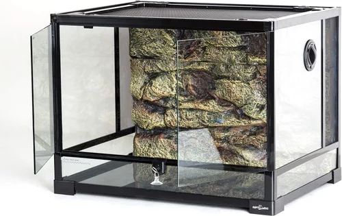 Miniatura 2 de REPTI ZOO Tanque grande de terrario de vidrio para reptiles de 34 galones con fondos de espuma, puerta de doble bisagra con ventilación de pantalla