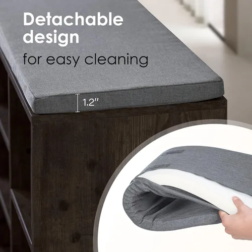 Miniatura 6 de PayLessHere Banco de zapatos – Organizador de zapatos de 10 compartimentos con estante de 3 niveles y estantes ajustables para sala de estar, Negro