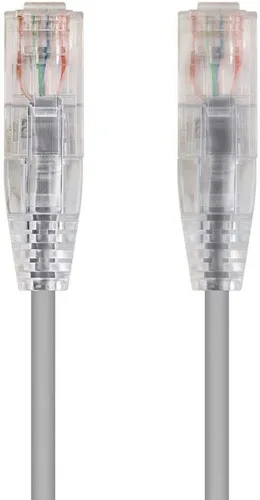 Monoprice Cable de conexión Ethernet Cat6, sin enganches, trenzado, 550 MHz, UTP, clasificación CMR, 28 AWG, 1 pie, gris, serie SlimRun