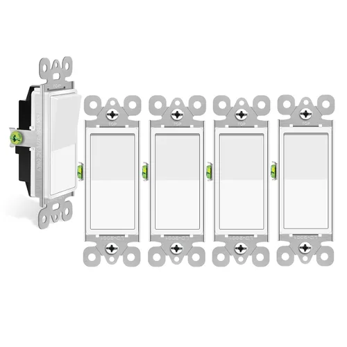Miniatura 21 de Greencycle Interruptor de luz basculante de un solo polo, interruptor de luz de paleta de 15 amperios, interruptores Sp blancos, 120V-277V CA