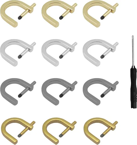 Miniatura 9 de 18 anillos en D de tornillo, 3 tamaños de herradura en forma de U, anillo D de tornillo en forma de U, anillo semicírculo D con 2 destornilladores