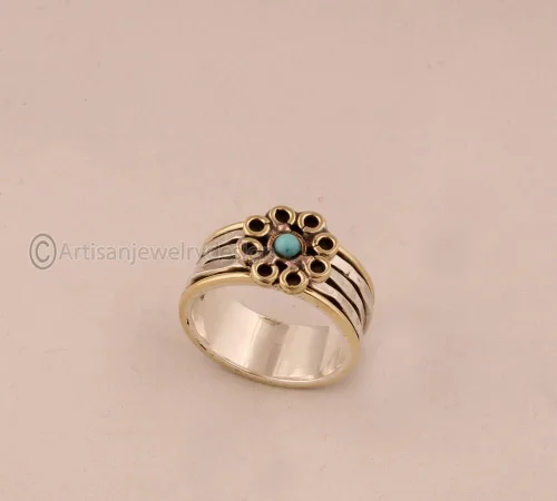 Miniatura 3 de Anillo de plata 925, hecho a mano para mujer, anillo giratorio de declaración, anillo giratorio antiestrés, anillo minimalista de plata, anillo