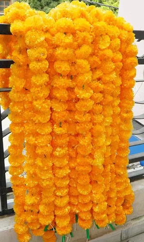Miniatura 3 de 10 guirnaldas de caléndula de 5 pies Decoración de manto de boda indio/americano, guirnaldas de imitación, decoración de Diwali, arbusto floral