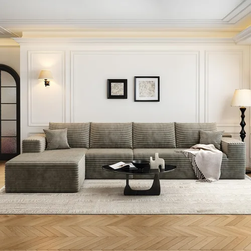 Miniatura 16 de Sofá seccional modular Cloud de 107.5 pulgadas con 1 otomana, sofás tapizados modernos minimalistas, cómodo sofá en forma de U para sala de estar
