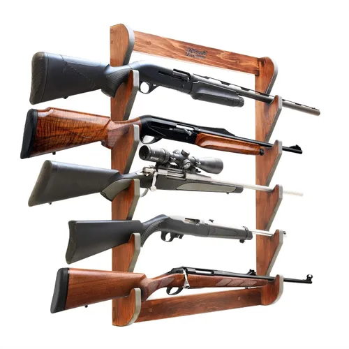 Miniatura 7 de Estante de exhibición de armas de fuego montado en la pared - Capacidad para 5 rifles o escopetas - Elige tu