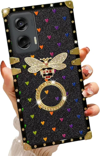 Miniatura 18 de nancheng Funda para Motorola Moto One 5G Ace/One 5G UW Ace Luxury Colorful Love Heart Bee Design Gold Electroplated Phone Cover with 360° Diamond