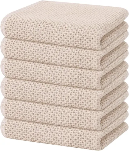 Miniatura 37 de Homaxy Paños de cocina de 100% algodón con tejido de gofre, ultra suaves, absorbentes, de secado rápido, 12 x 12 pulgadas, paquete de 6, amarillo