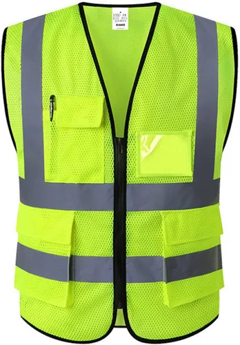 XIAKE Chaleco de seguridad reflectante de alta visibilidad con 5 bolsillos para hombres y mujeres, chaleco de construcción de trabajo