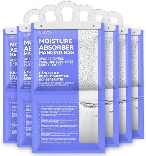 Miniatura 10 de CLEVAST Paquete de 10 bolsas de absorción de humedad, bolsas deshumidificadoras para armario, absorbentes de humedad colgantes sin perfume