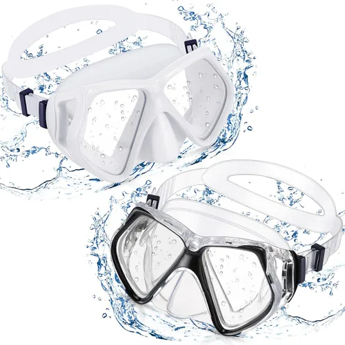 Miniatura 8 de Weewooday 2 gafas de natación para adultos con cubierta para la nariz, antiempañamiento, máscara de buceo, visión amplia, sin borrosidad, vidrio