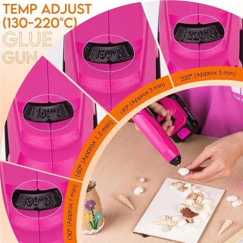 Miniatura 2 de Pistola de pegamento caliente inalámbrica, pistola de pegamento caliente de ajuste de temperatura de 20 V con 43 barras de pegamento caliente