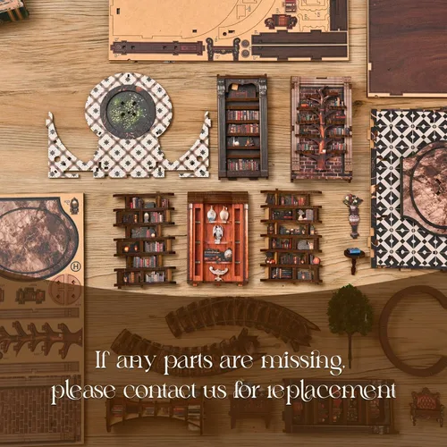 Miniatura 9 de Kit de rincón de libros, rompecabezas de madera 3D para adultos, kit de casa en miniatura para adultos, rincón de libros con luz LED, regalos