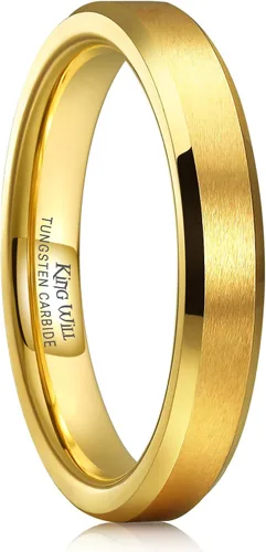 Miniatura 66 de King Will Anillo de boda de tungsteno para hombre, disponible en 15/64 a 25/64 de pulgada (6 a 10 mm), negro/plata, acabado mate, borde pulido