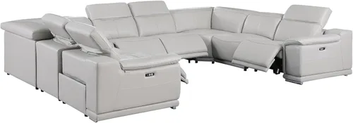 Miniatura 71 de BlackJack Furniture Venice - Juego de sofá reclinable seccional de cuero italiano de grano superior de 12 piezas con 4 reclinables eléctricos