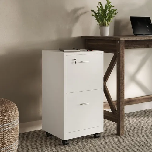 Miniatura 6 de Lavish Home - Archivador de 2 cajones con cerradura y cajón profundo, archivador rodante para debajo del escritorio, hogar u oficina (blanco)