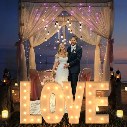 Miniatura 6 de Mixifox Letras E de marquesina de 3 pies, letras grandes iluminadas de 3 pies de alto con luces, letra grande para boda, compromiso, graduación