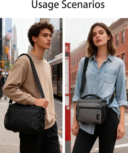 Miniatura 9 de BAGSMART Bolsa pequeña para fotógrafos, bolsas de hombro compactas para cámaras DSLR/SLR/SLR/sin espejo, funda cruzada impermeable para cámara