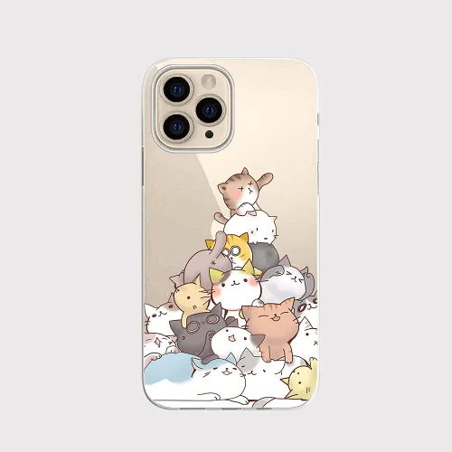 Miniatura 3 de Blingy's Funda para iPhone 13 Pro Max (6.7 pulgadas), divertido patrón de gato lindo estilo animal de dibujos animados transparente suave TPU funda
