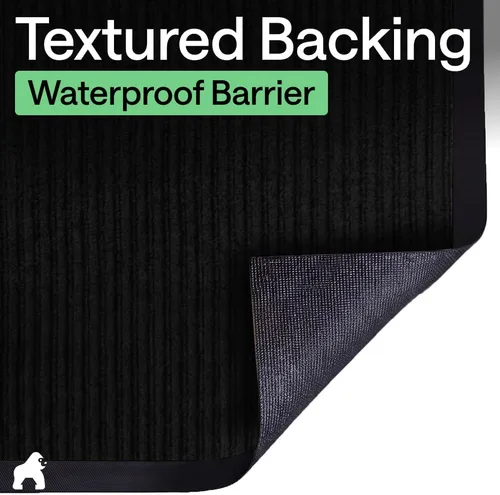 Miniatura 6 de GORILLA GRIP Tapete impermeable para puerta de protección de tráfico, 35 x 23 pulgadas, tapetes de entrada resistentes, tapetes comerciales con Negro