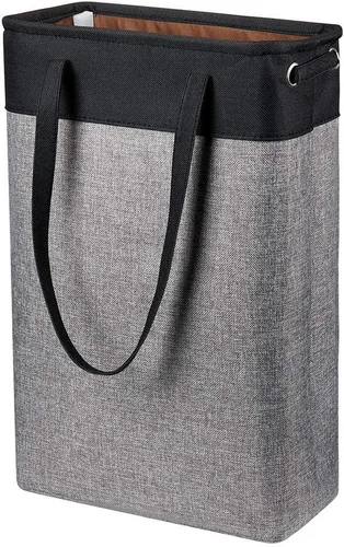 Miniatura 10 de Cesta de ropa sucia con asas beige y marrón, cesta de lavandería delgada plegable, cesta de ropa sucia estrecha, bolsa de lavandería plegable, cesto