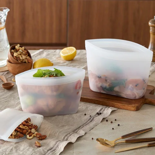 Miniatura 8 de Bolsas de silicona para almacenamiento de alimentos, contenedores reutilizables de almacenamiento de alimentos, bolsas de silicona con cierre