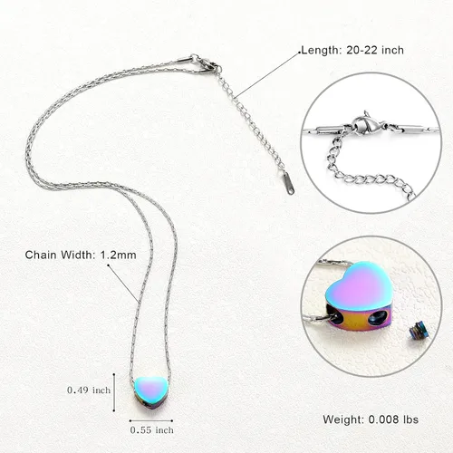 Miniatura 109 de constantlife Joyería de cremación para cenizas – Colgante de corazón conmemorativo collar de urna conmemorativa soporte para cenizas de acero