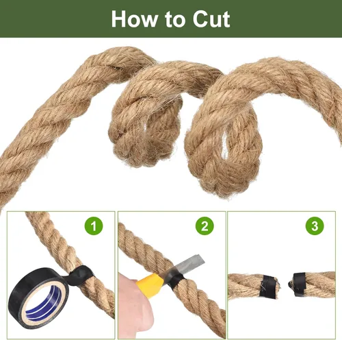 Miniatura 4 de uxcell Cuerda de yute natural, 1-1/2 pulgadas x 50 pies de grosor, cuerda de manila trenzada multiusos para tira y afloja, hamaca, escalada