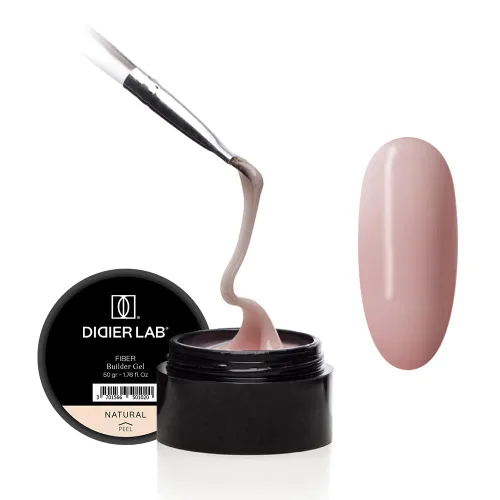 DIDIER LAB Fiber Builder Gel Natural - Gel constructor autonivelante sin HEMA para uñas, gel constructor de uñas de fibra de vidrio LED ultra fuerte