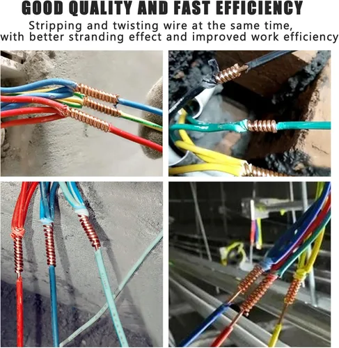 Miniatura 6 de Herramienta universal de torsión de alambre, pelacables y herramienta de pelado de cables Twister para electricista por taladro o manualmente (azul)