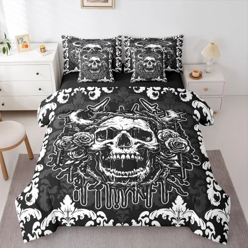 Miniatura 25 de Erosebridal Juego de edredón de 7 piezas con diseño de piano, cama Queen en una bolsa, juego de ropa de cama retro con notación musical de guitarra