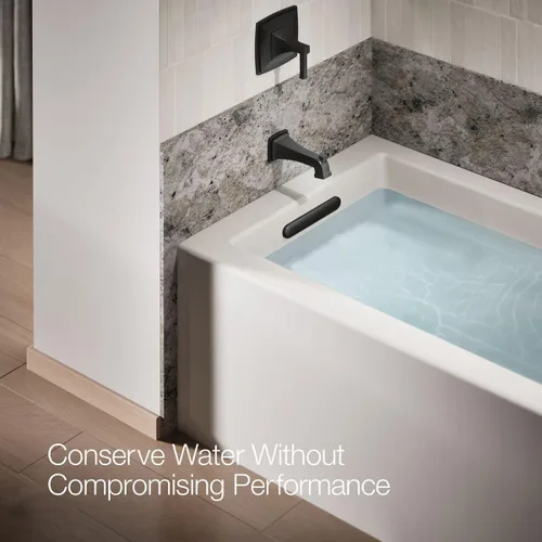 Miniatura 10 de KOHLER 27406-BL Riff - Boquilla de baño para montaje en pared con desviador y conexión deslizante, grifo de bañera, color negro mate Mate negro