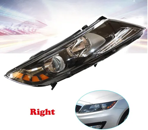 Miniatura 8 de Para Kia Optima 2011 2012 2013 Conjunto de faros halógenos para lado del conductor y lado del pasajero, carcasa negra, lente transparente (R)