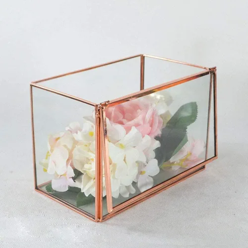 Miniatura 4 de erddcbb Caja rectangular para joyas en el pecho de cristal, estilo europeo, joyería a la moda, caja de baratijas