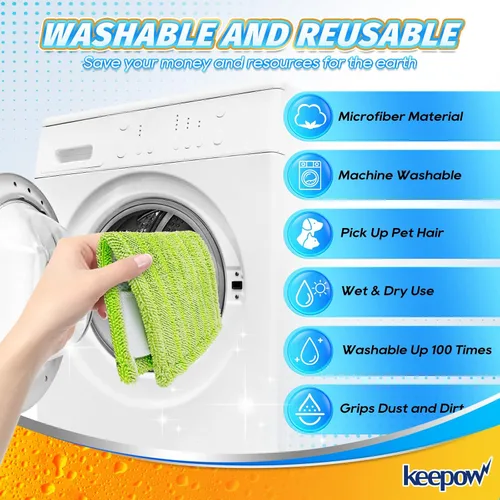 Miniatura 3 de KEEPOW Almohadillas reutilizables para trapeador compatibles con Swiffer Sweeper – Recambios de limpieza de pisos de microfibra lavables para uso