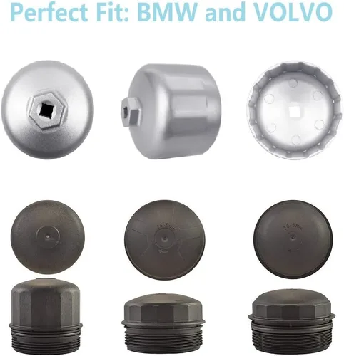 Miniatura 6 de Llave para filtro de aceite para BMW VOLVO con tapas de cartucho de filtro de aceite de 86 mm, herramienta de extracción de filtro de aceite 4 en 1
