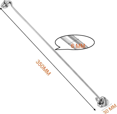 Miniatura 2 de Gancho de cabina【2 piezas】SUS 304 de acero inoxidable para cobertizo de puerta de puerta, soporte silencioso para ventana (16 pulgadas)