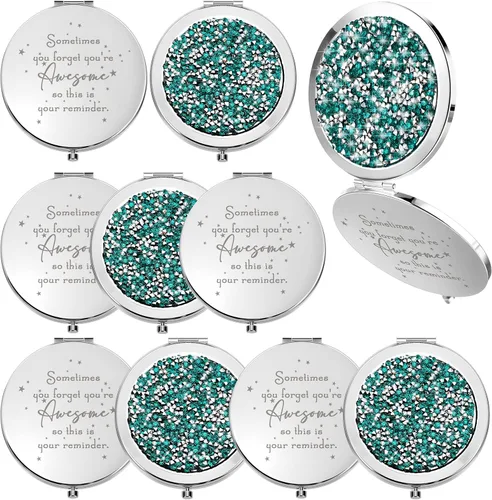 Miniatura 11 de Roowest 10 piezas de espejo compacto de regalos para mujeres, Sometimes You Forget Your Awesome Bulk Apreciation Party Favores para empleados, Oro