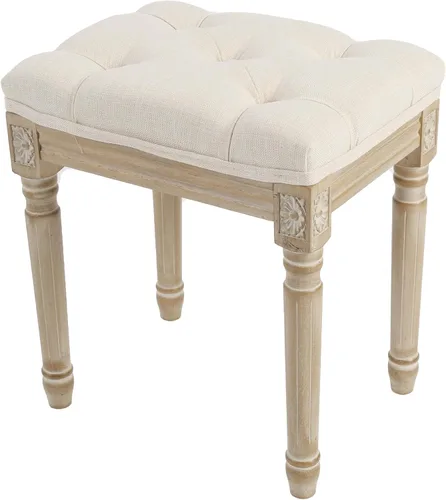 Yusong Taburete de Tocador Banco Tapizado para Cuarto de Maquillaje, Banco Pequeño Vintage para Dormitorio, Banco de Comedor con Tela Acolchada para
