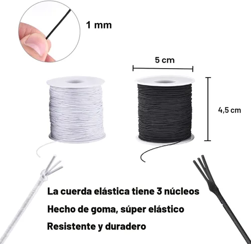 Miniatura 2 de Cordón elástico para pulseras, 2 rollos de 1 mm 330 pies, cuerda resistente para pulseras, cuerda elástica extensible para hacer joyas, collares