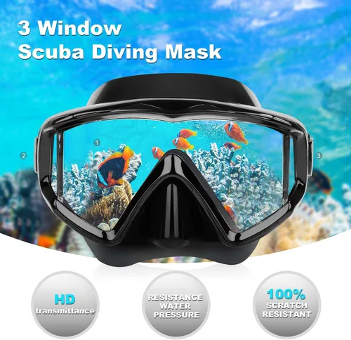 Miniatura 2 de Máscara de buceo Pano 3 para adultos, máscara de esnórquel de vidrio templado, máscara de natación antivaho sin fugas, gafas de natación
