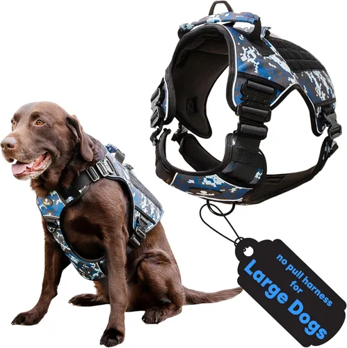 Miniatura 10 de Chaleco para perro de servicio sin tirones para perro de tamaño mediano con 4 hebillas de metal y doble costura, chaleco reflectante sin tirones