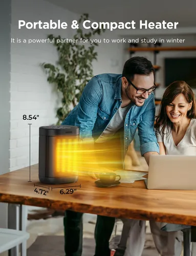 Miniatura 7 de Calentador de espacio de 1500 W para uso en interiores, calentamiento rápido 2S, calentador eléctrico de cerámica con termostato, temporizador de 24