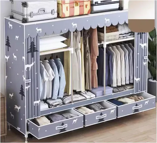 Miniatura 11 de Armarios grandes Armario portátil con cajón Armarios para dormitorio colgante de metal hierro ropa armario ahorra espacio armario ahorro de espacio