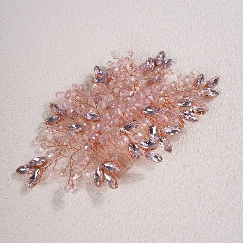 Miniatura 6 de Jumwrit Diadema hecha a mano con diamantes de imitación y cuentas para el pelo y accesorio de boda para mujeres y niñas (negro)